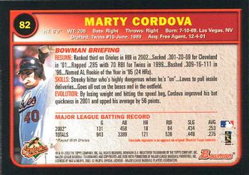 2003 Bowman #82 Marty Cordova Back