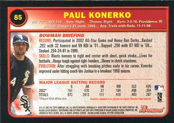 2003 Bowman #85 Paul Konerko Back