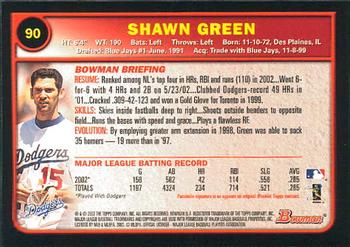 2003 Bowman #90 Shawn Green Back