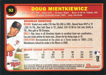 2003 Bowman #92 Doug Mientkiewicz Back