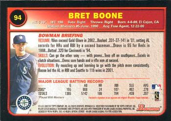 2003 Bowman #94 Bret Boone Back