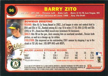 2003 Bowman #96 Barry Zito Back