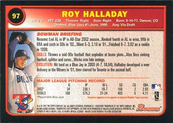 2003 Bowman #97 Roy Halladay Back