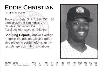 1993 Kane County Cougars #NNO Eddie Christian Back