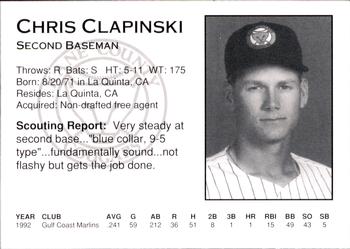 1993 Kane County Cougars #NNO Chris Clapinski Back