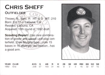 1993 Kane County Cougars #NNO Chris Sheff Back