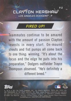 2017 Topps Fire - Fired Up Gold Minted #F-2 Clayton Kershaw Back