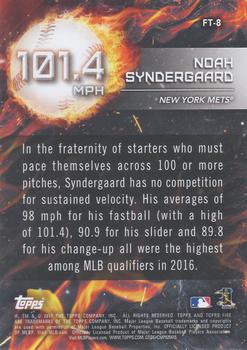 2017 Topps Fire - Flame Throwers Gold Minted #FT-8 Noah Syndergaard Back