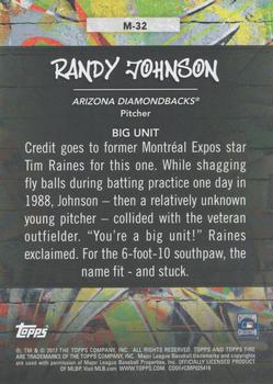 2017 Topps Fire - Monikers Gold Minted #M-32 Randy Johnson Back