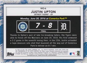 2017 Topps Fire - Walk It Off Gold Minted #WO-6 Justin Upton Back