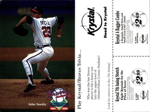 1993 Krystal Atlanta Braves #NNO John Smoltz Front