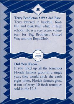 1993 Florida Dept. of Agriculture Fresh 2U Atlanta Braves #8 Terry Pendleton Back