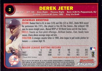 2003 Bowman Chrome #2 Derek Jeter Back
