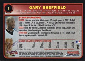 2003 Bowman Chrome #3 Gary Sheffield Back