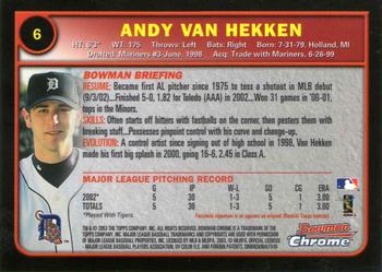 2003 Bowman Chrome #6 Andy Van Hekken Back