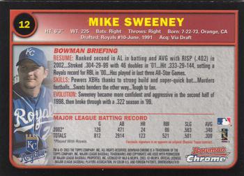 2003 Bowman Chrome #12 Mike Sweeney Back