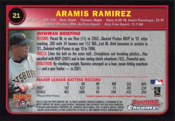 2003 Bowman Chrome #21 Aramis Ramirez Back