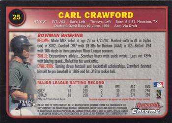2003 Bowman Chrome #25 Carl Crawford Back