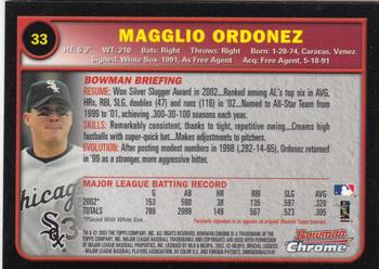 2003 Bowman Chrome #33 Magglio Ordonez Back