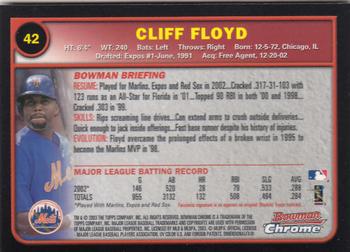2003 Bowman Chrome #42 Cliff Floyd Back