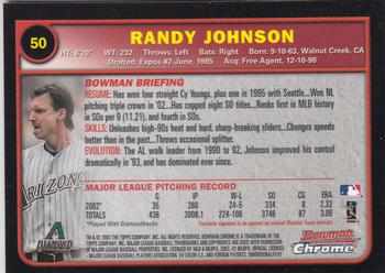 2003 Bowman Chrome #50 Randy Johnson Back