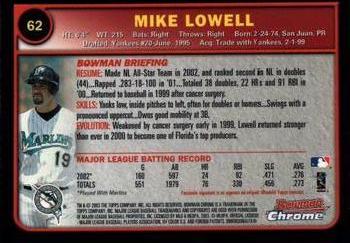 2003 Bowman Chrome #62 Mike Lowell Back