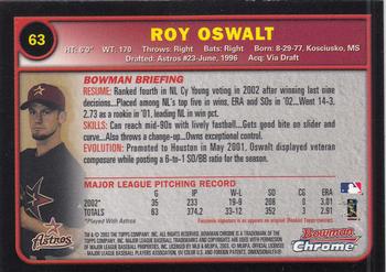 2003 Bowman Chrome #63 Roy Oswalt Back