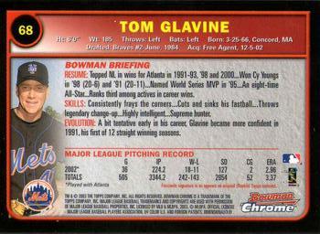 2003 Bowman Chrome #68 Tom Glavine Back