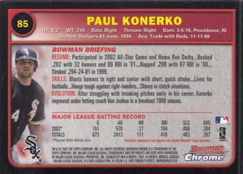 2003 Bowman Chrome #85 Paul Konerko Back