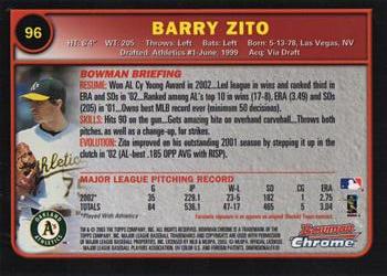 2003 Bowman Chrome #96 Barry Zito Back