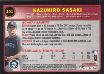 2003 Bowman Chrome #101 Kazuhiro Sasaki Back
