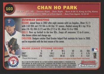 2003 Bowman Chrome #103 Chan Ho Park Back