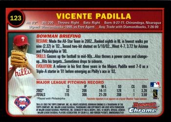 2003 Bowman Chrome #123 Vicente Padilla Back
