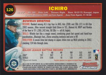 2003 Bowman Chrome #126 Ichiro Back