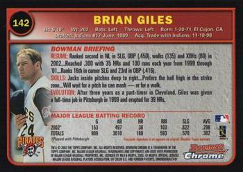 2003 Bowman Chrome #142 Brian Giles Back