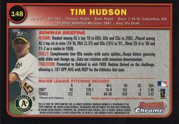 2003 Bowman Chrome #148 Tim Hudson Back