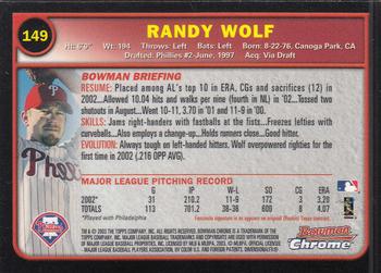 2003 Bowman Chrome #149 Randy Wolf Back
