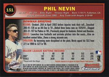 2003 Bowman Chrome #151 Phil Nevin Back