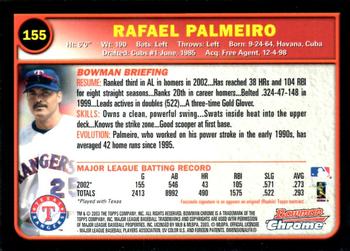 2003 Bowman Chrome #155 Rafael Palmeiro Back