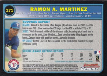 2003 Bowman Chrome #171 Ramon A. Martinez Back