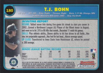 2003 Bowman Chrome #180 T.J. Bohn Back