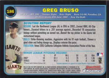 2003 Bowman Chrome #186 Greg Bruso Back