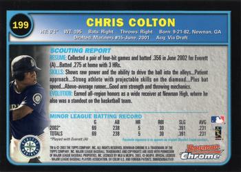 2003 Bowman Chrome #199 Chris Colton Back