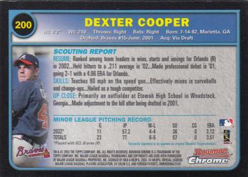 2003 Bowman Chrome #200 Dexter Cooper Back