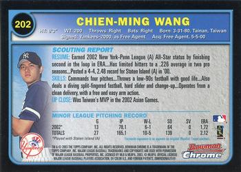 2003 Bowman Chrome #202 Chien-Ming Wang Back