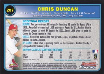2003 Bowman Chrome #207 Chris Duncan Back