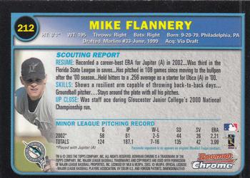 2003 Bowman Chrome #212 Mike Flannery Back