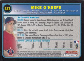 2003 Bowman Chrome #213 Mike O'Keefe Back