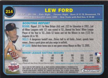 2003 Bowman Chrome #214 Lew Ford Back