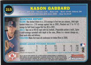 2003 Bowman Chrome #215 Kason Gabbard Back